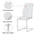 Table And Chair Set. 1 Table 4 Chairs Set A Circular Dining Table With A 40 Inch Diameter Glass Tabletop And Electroplated Metal Legs. 4 White Pu Chairs Dt 1164 001 Transparent Seats 4 Glass