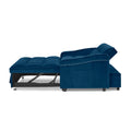 Loveseats Sofa Bed With Pull Out Bed,Adjsutable Back And Two Arm Pocket,Typec And Usb Charging With Copper Nail,Blue 47