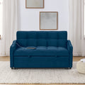 Loveseats Sofa Bed With Pull Out Bed,Adjsutable Back And Two Arm Pocket,Typec And Usb Charging With Copper Nail,Blue 47