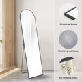 Floor Standing Mirror, Wall Mirror With Stand Aluminum Alloy Thin Frame,21''*64'',Black Black Fiberglass