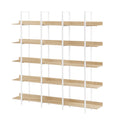 5 Tier Bookcase Home Office Open Bookshelf, Vintage Industrial Style Shelf, Mdf Board, White Metal Frame, Oak White Oak Mdf Steel
