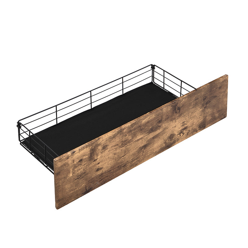 King Bed Frame, Storage Headboard With Charging Station, Solid And Stable, Noise Free, No Box Spring Needed, Easy Assembly King Antique Brown Metal Bedroom Bed Frame Metal & Wood
