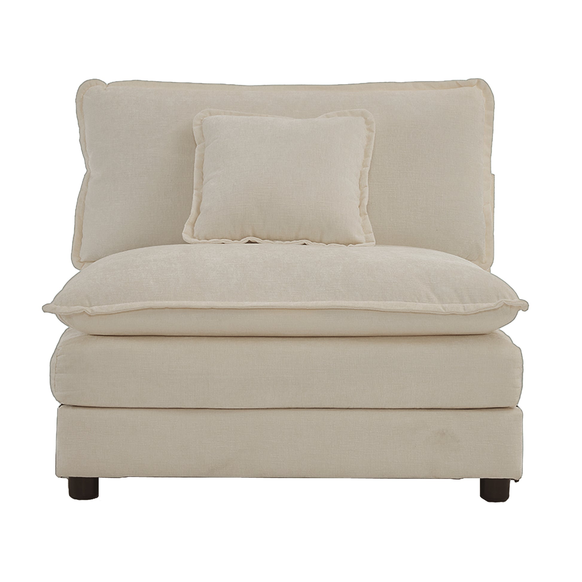 Armless Deep Seat 1 Seater Chenille Fabric Sofafree Combination To Make Multiple Seats Of Sofas, Beige Chenille Beige Chenille 1 Seat