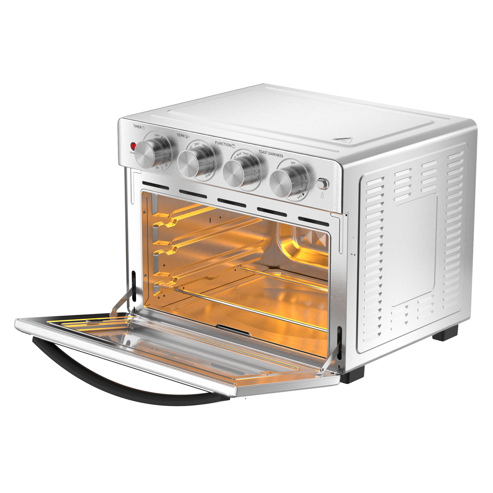 Geek Chef 6 Slice 26Qt 26L Air Fryer Fry Oil Free, Extra Large Toaster Oven Combo, Air Fryer Oven, Roast, Bake, Broil,Convection Countertop Oven, Accessories Included, Stainless St Ban On Silver Stainless Steel