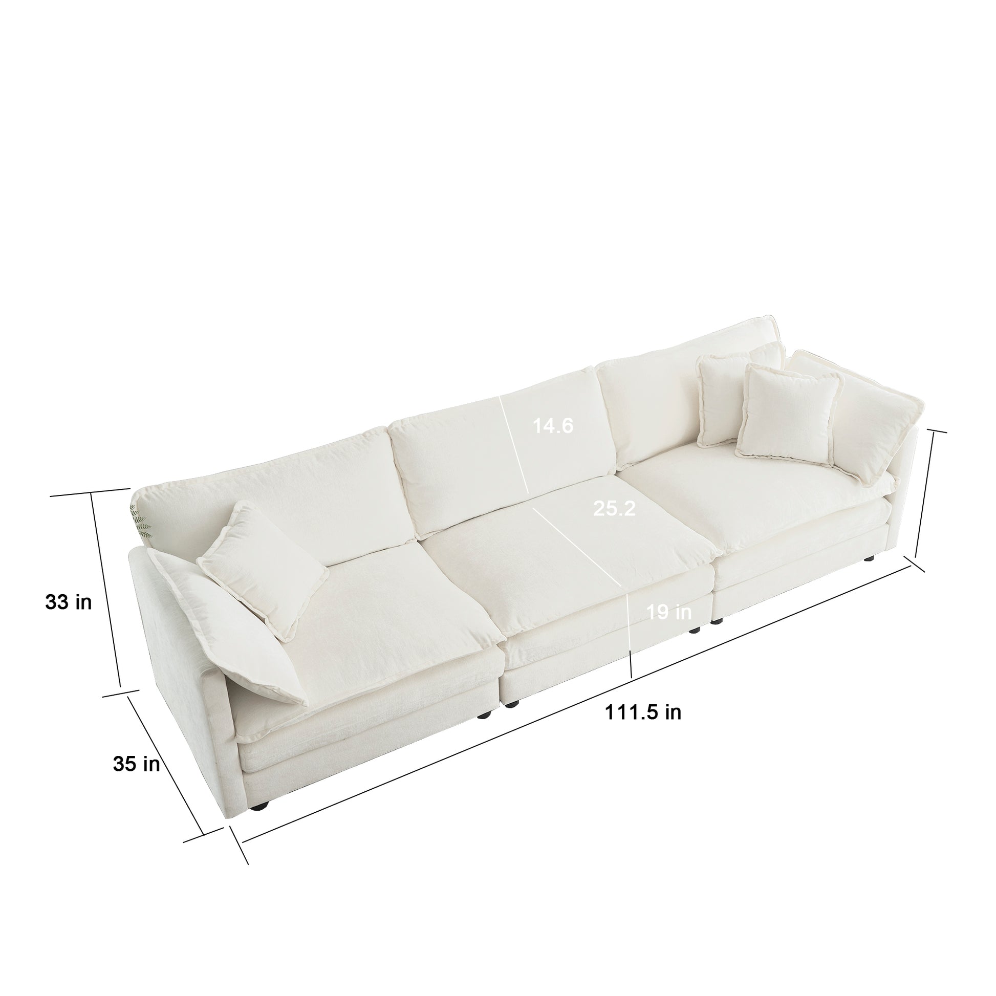 Sofa Set Of 2 Chenille Couch, 2 3 Seater Sofa Set Deep Seat Sofa, Modern Sofa Set For Living Room, White Chenille White Chenille 5 Seat