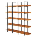 5 Tier Bookcase Home Office Open Bookshelf, Vintage Industrial Style Shelf, Mdf Board, Black Metal Frame, Brown Black Brown Mdf Steel