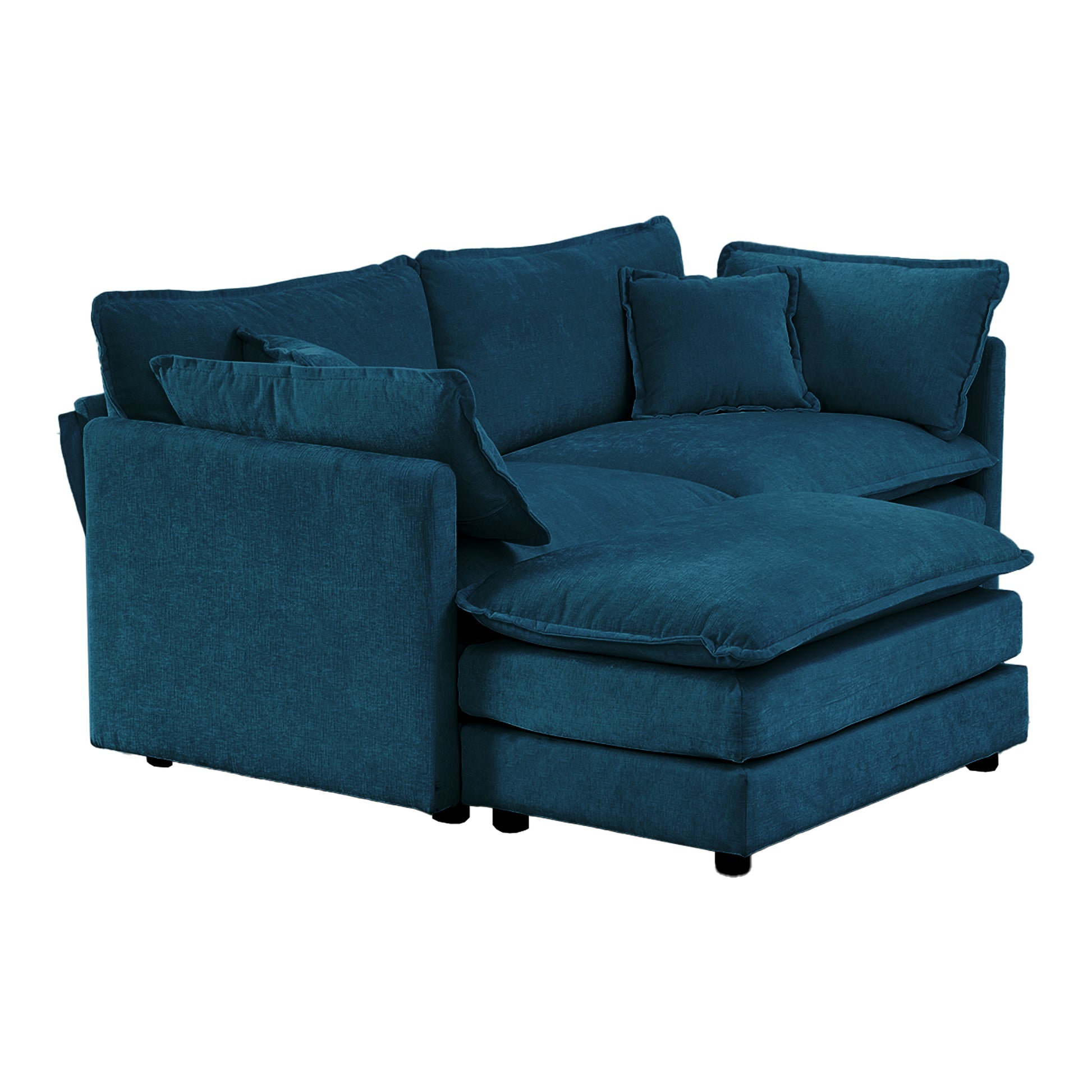 Alternative Sofa Round Armrests For 2 Seater Sofa, 3 Seater Sofa And 4 Seater Sofa, Blue Chenille Blue Chenille