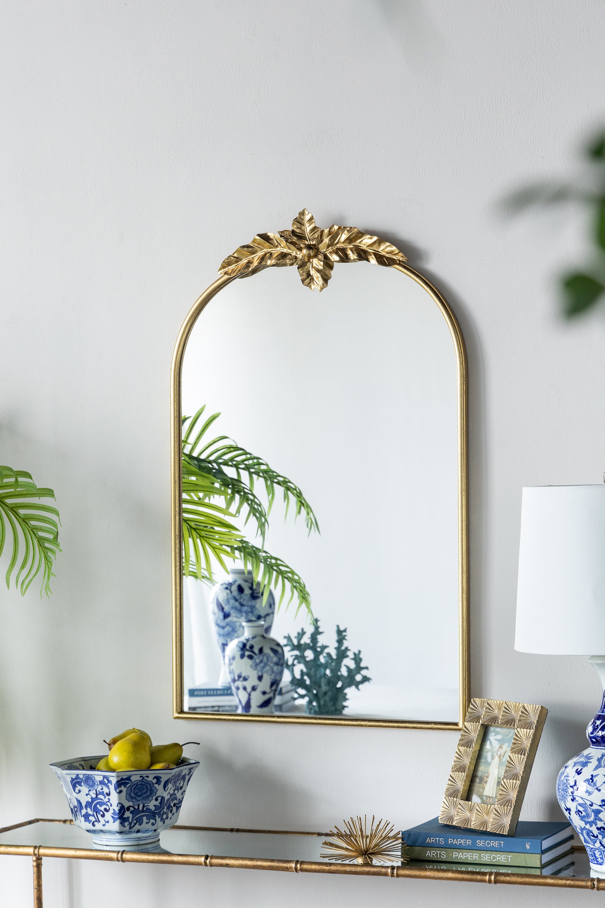 24" X 36" Arched Wall Mirror With Gold Metal Frame, Wall Mirror For Living Room Bedroom Hallway Gold Iron