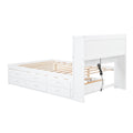 Full Size Platform Bed With Trundle, Drawers And Usb Plugs, White Full White Pine