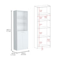 Home 2 Door Bookcase, Modern Storage Unit With Dual Doors And Multi Tier Shelves White Office White Particle Board Particle Board