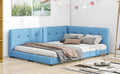 Upholstered Queen Size Platform Bed With Usb Ports, Blue Box Spring Not Required Blue Linen