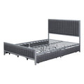 Full Size Metal Frame Upholstered Bed With 4 Drawers, Linen Fabric, Gray Gray Linen