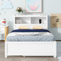 Full Size Platform Bed With Trundle, Drawers And Usb Plugs, White Full White Pine