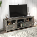 70 Inch Length Tv Stand For Living Room And Bedroom, With 2 Drawers And 4 High Capacity Storage Compartment, Black Pine Old Pine Particle Board