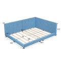 Upholstered Full Size Platform Bed With Usb Ports, Blue Blue Linen