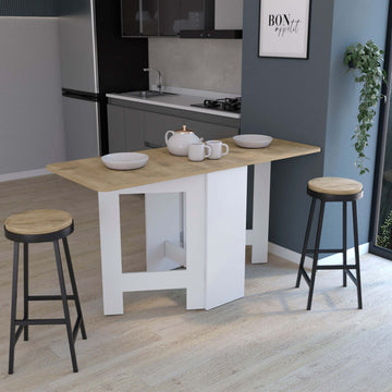 Gateleg Folding Table Space Saving With Compact Design, White Macadamia Living Room Multi Particle Board Particle Board