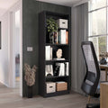 Home 4 Shelves Bookcase With Multi Tiered Storage Black Office Black Office Modern Particle Board Particle Board