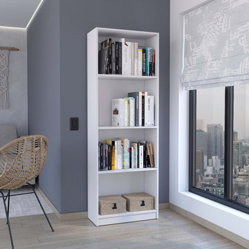 Home Bookcase With 4 Shelf Modern Display Unit For Books And Decor White Office White Office Particle Board Particle Board