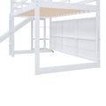 Twin Size Wood House Loft Bed With Slide, Storage Shelves And Light, White Box Spring Not Required White Wood Bedroom Solid Wood Mdf