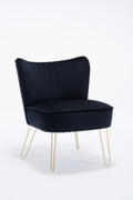 Hengming Modern Velvet Chair, Armless Side Chair, Metal Leg Chair, Suitable For Living Room And Bedroom Set Of 2 Black Velvet