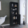 Home 2 Door Bookcase, Modern Storage Unit With Dual Doors And Multi Tier Shelves Black Particle Board Particle Board