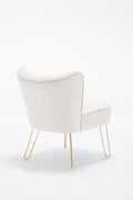 Hengming Modern Velvet Chair, Armless Side Chair, Metal Leg Chair, Suitable For Living Room And Bedroom Set Of 2 Beige Velvet