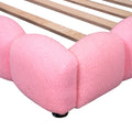 Upholstered Full Size Platform Bed With Usb Ports And Led Belt, Pink Pink Teddy