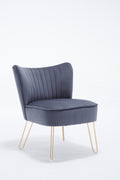 Hengming Modern Velvet Chair, Armless Side Chair, Metal Leg Chair, Suitable For Living Room And Bedroom Set Of 2 Dark Gray Velvet