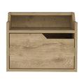 Busan Modern Floating Nightstandend Table, Side Table Single Drawer Design With Sleek Two Tiered Top Shelf Surfaces Beige Particle Board Particle Board