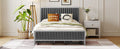 Full Size Metal Frame Upholstered Bed With 4 Drawers, Linen Fabric, Gray Gray Linen