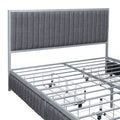 Queen Size Metal Frame Upholstered Bed With 4 Drawers, Linen Fabric, Gray Gray Linen