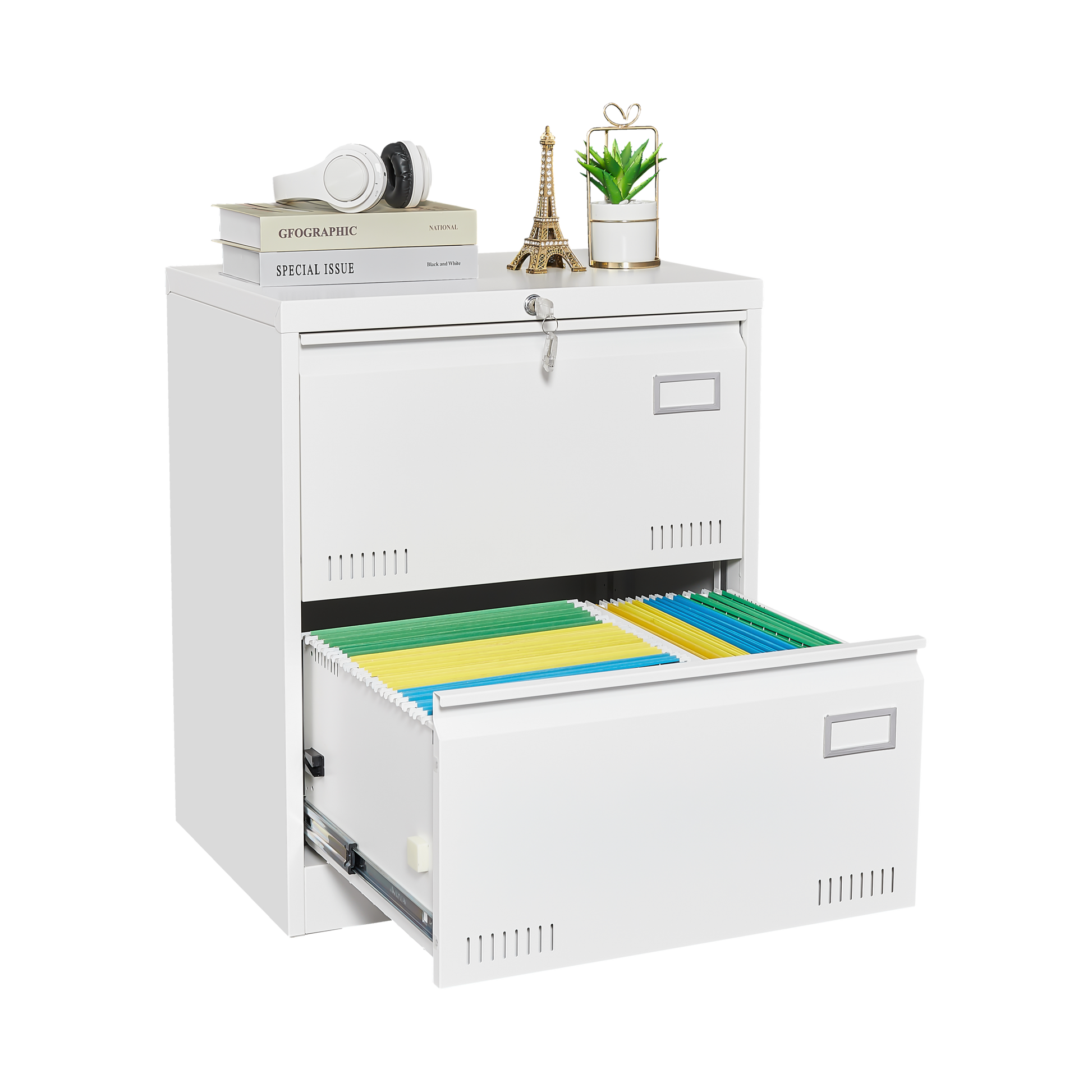 Filing Cabinet Lateral File Cabinet 2 Drawer, White Filing Cabinets With Lock, Locking Metal File Cabinets Three Drawer Office Cabinet For Legal Letter A4 F4 Home Offic Filing Cabinets 1 2 Drawers White Office Drawers Included Metal