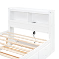 Full Size Platform Bed With Trundle, Drawers And Usb Plugs, White Full White Pine