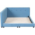 Upholstered Queen Size Platform Bed With Usb Ports, Blue Box Spring Not Required Blue Linen