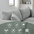 Modern Couch For Living Room Sofa,Solid Wood Frame And Stable Metal Legs, 2 Pillows, Sofa Furniture For Apartment Grey Polyester Wood Primary Living Space Foam Fabric 3 Seat