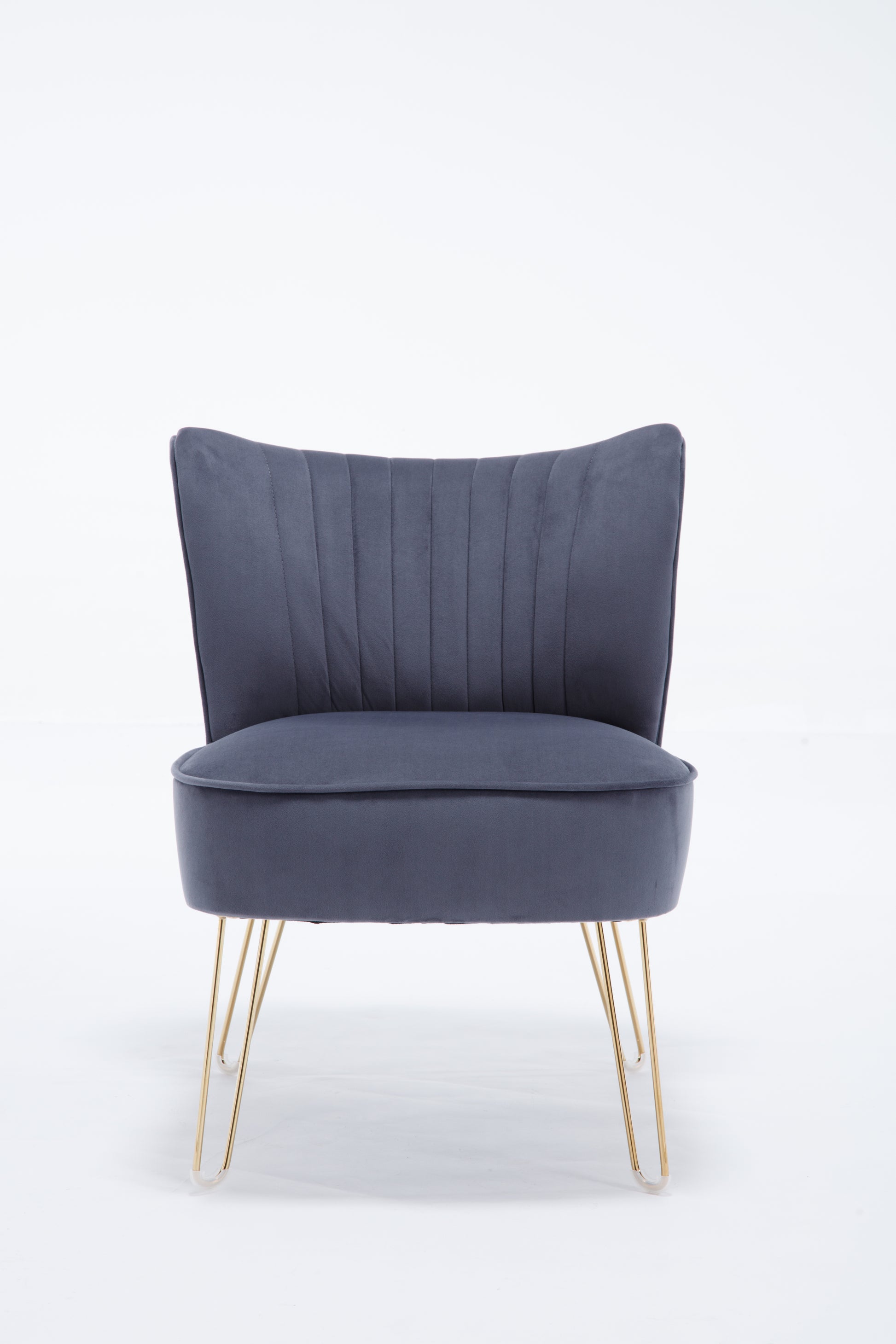 Hengming Modern Velvet Chair, Armless Side Chair, Metal Leg Chair, Suitable For Living Room And Bedroom Set Of 2 Dark Gray Velvet