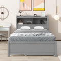 Full Size Platform Bed With Trundle, Drawers And Usb Plugs, Gray Full Gray Pine