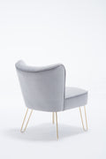 Hengming Modern Velvet Chair, Armless Side Chair, Metal Leg Chair, Suitable For Living Room And Bedroom Set Of 2 Light Gray Velvet