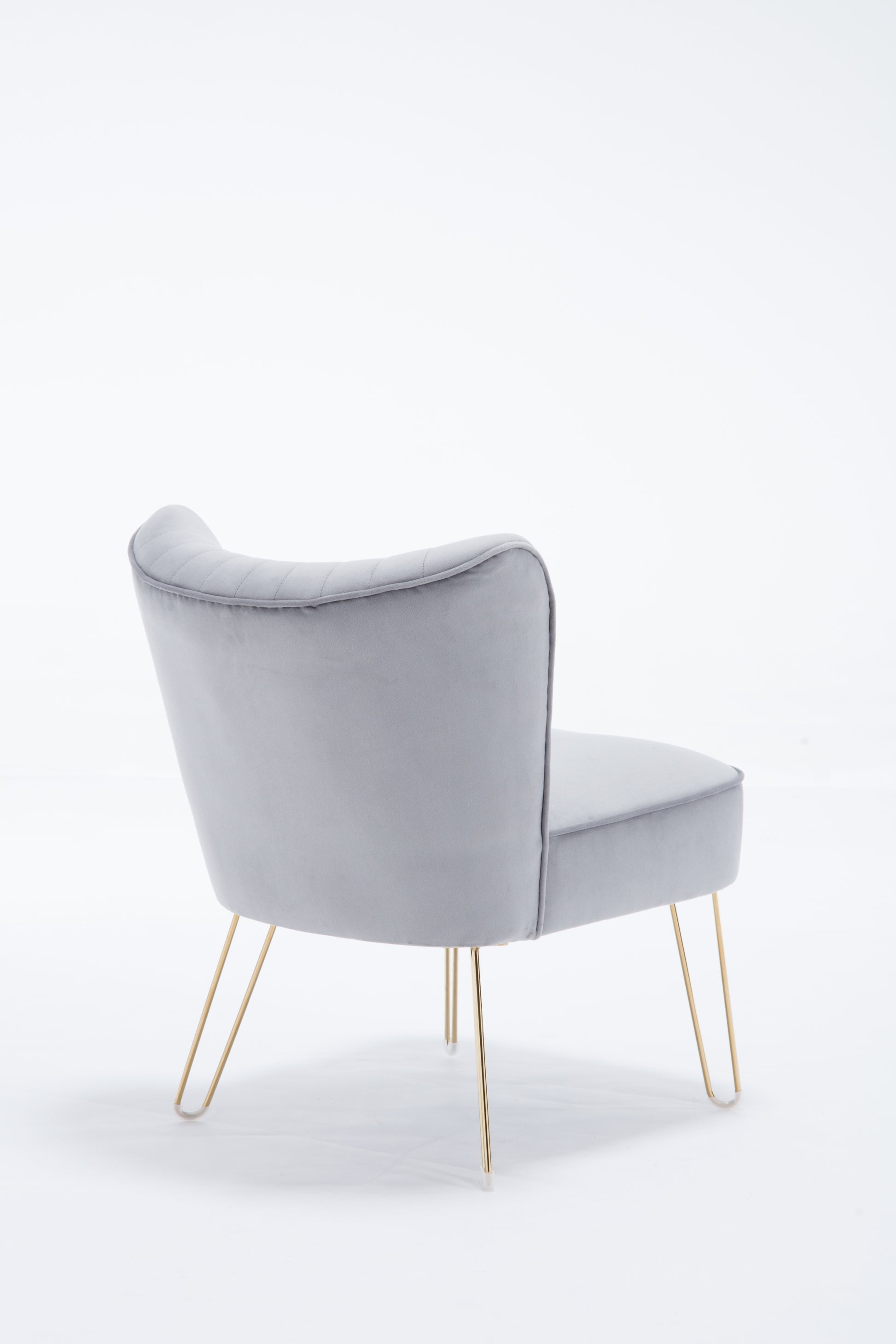 Hengming Modern Velvet Chair, Armless Side Chair, Metal Leg Chair, Suitable For Living Room And Bedroom Set Of 2 Light Gray Velvet