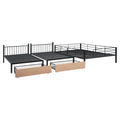 Full Over Twin & Twin Triple Bunk Bed With Drawers, Multi Functional Metal Frame Bed With Desks And Shelves In The Middle, Black Black Metal