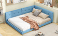 Upholstered Full Size Platform Bed With Usb Ports, Blue Blue Linen