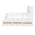 Full Size Platform Bed With Trundle, Drawers And Usb Plugs, White Full White Pine