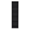 Home Xs Bookcase With 5 Tier Shelves And Slim Design Black Office Black Particle Board Particle Board