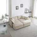 4 Piece Upholstered Sectional Sofa, 1 Piece Of 2 Seater Sofa And 2 Piece Of Ottomans2 Seater Loveseat Lounge With Ottomansbeige Chenille Beige Chenille 2 Seat