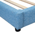 Upholstered Full Size Platform Bed With Usb Ports, Blue Blue Linen