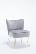 Hengming Modern Velvet Chair, Armless Side Chair, Metal Leg Chair, Suitable For Living Room And Bedroom Set Of 2 Light Gray Velvet