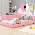 Upholstered Full Size Platform Bed With Usb Ports And Led Belt, Pink Pink Teddy