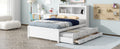 Full Size Platform Bed With Trundle, Drawers And Usb Plugs, White Full White Pine