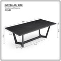 Rectangular Mdf Dining Table Mid Century Modern For Dining Room Balcony Cafe Bar Conference Matt Black Matt Black Foam Mdf Steel