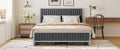 Queen Size Metal Frame Upholstered Bed With 4 Drawers, Linen Fabric, Gray Gray Linen